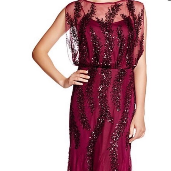 Aidan Mattox mesh beaded blouson gown - Picture 5 of 7